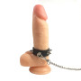 Кільце для пеніса Penis Ring із шипами та повідцем, натуральна шкіра