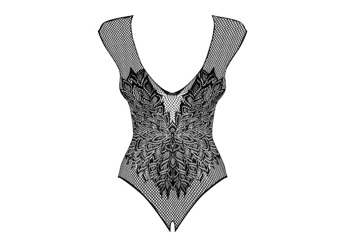 (SALE) Бодістокінг із великої сітки з мереживом Obsessive B112 teddy XL/XXL, чорний, з доступом (SALE) Бодістокінг із великої сітки з мереживом Obsessive B112 teddy XL/XXL, чорний, з доступом