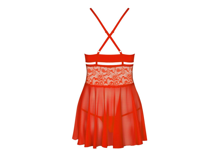 Бебі-дол Obsessive 838-BAB-3 babydoll & thong red 2XL/3XL Бебі-дол Obsessive 838-BAB-3 babydoll & thong red 2XL/3XL