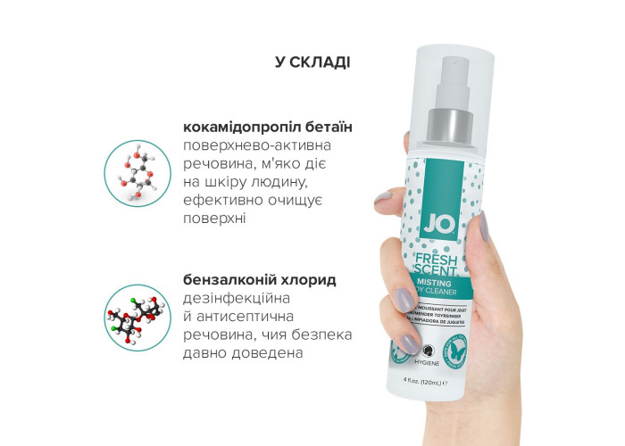 Засіб для чищення JO Fresh Scent Misting Toy Cleaner (120 мл) з ароматом свіжості Засіб для чищення JO Fresh Scent Misting Toy Cleaner (120 мл) з ароматом свіжості