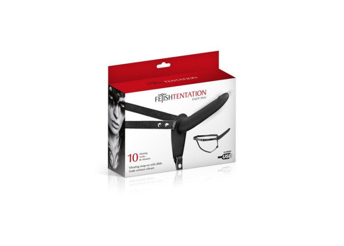 Страпон з вібрацією Fetish Tentation Vibrating Strap-On with Dildo Black Страпон з вібрацією Fetish Tentation Vibrating Strap-On with Dildo Black