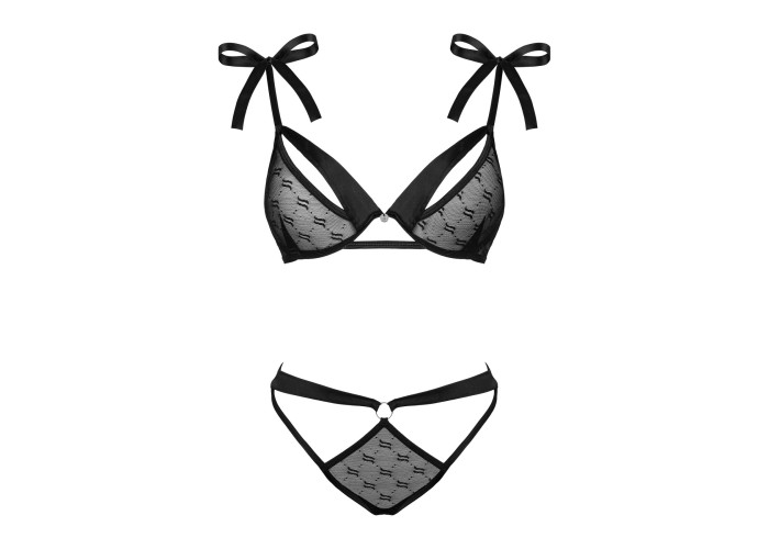 (SALE) Напівпрозорий еротичний комплект Obsessive Obsessivia 2-pcs set black L/XL, бюстгальтер та трусики, (SALE) Напівпрозорий еротичний комплект Obsessive Obsessivia 2-pcs set black L/XL, бюстгальтер та трусики,