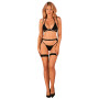 (SALE) Комплект білизни Obsessive Selinne 3-pcs set XS/S Black, бюстгальтер, стрінги пояс для панчіх