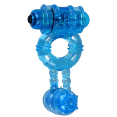 Ерекційне віброкільце Alive: Double Ding Ring Blue, два мотори Ерекційне віброкільце Alive: Double Ding Ring Blue, два мотори