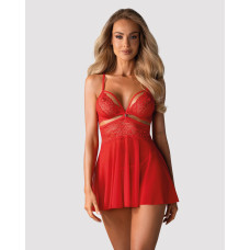 Бебі-дол Obsessive 838-BAB-3 babydoll & thong red L/XL Бебі-дол Obsessive 838-BAB-3 babydoll & thong red L/XL