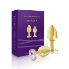 Набір металевих анальних пробок із кристалом RIANNE S – Booty Plug Luxury Set, діаметр 3 та 3,5 см Набір металевих анальних пробок із кристалом RIANNE S – Booty Plug Luxury Set, діаметр 3 та 3,5 см