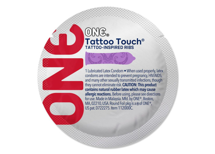 Набір презервативів ONE Tattoo Touch, 100 шт, з рельєфом у вигляді тату, 3 різновиди Набір презервативів ONE Tattoo Touch, 100 шт, з рельєфом у вигляді тату, 3 різновиди