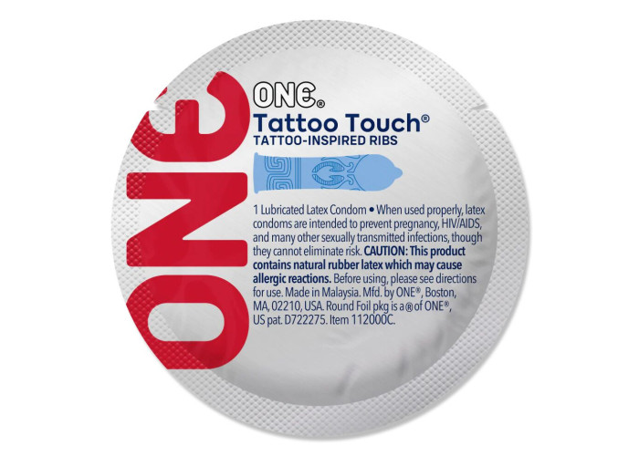 Набір презервативів ONE Tattoo Touch, 100 шт, з рельєфом у вигляді тату, 3 різновиди Набір презервативів ONE Tattoo Touch, 100 шт, з рельєфом у вигляді тату, 3 різновиди