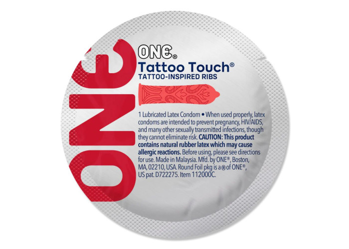 Набір презервативів ONE Tattoo Touch, 100 шт, з рельєфом у вигляді тату, 3 різновиди Набір презервативів ONE Tattoo Touch, 100 шт, з рельєфом у вигляді тату, 3 різновиди