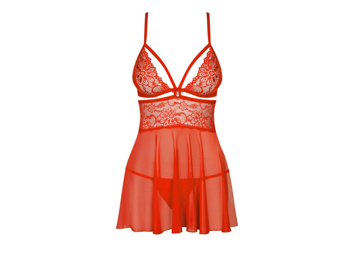 Бебі-дол Obsessive 838-BAB-3 babydoll & thong red S/M Бебі-дол Obsessive 838-BAB-3 babydoll & thong red S/M