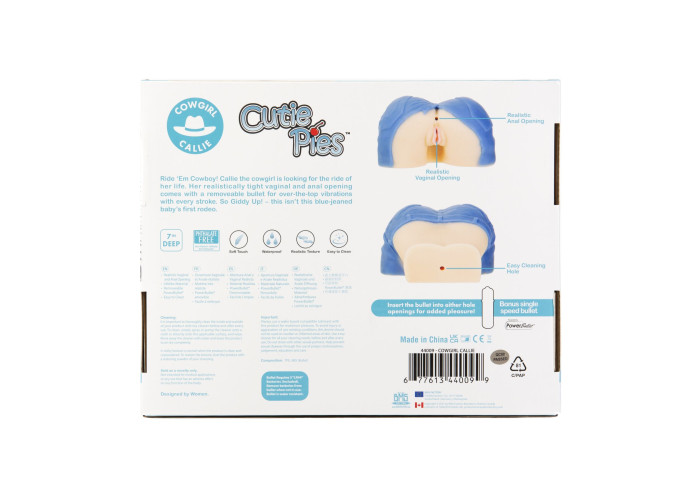 Мастурбатор-вагіна та попка Cutie Pies Cowgirl Callie Vagina&Ass Masturbator, віброкуля в подарунок Мастурбатор-вагіна та попка Cutie Pies Cowgirl Callie Vagina&Ass Masturbator, віброкуля в подарунок