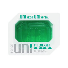Унісекс-стимулятор Tenga UNI Emerald, зелений, з геометричним рельєфом, лубрикант у комплекті Унісекс-стимулятор Tenga UNI Emerald, зелений, з геометричним рельєфом, лубрикант у комплекті