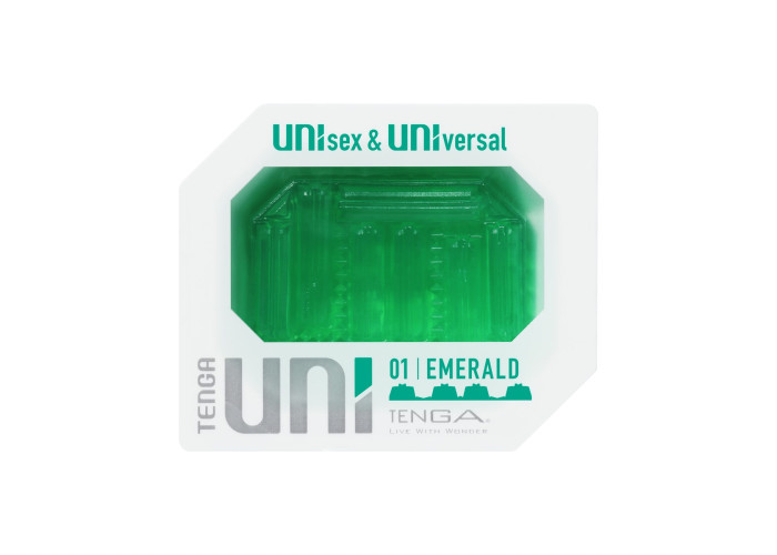 Унісекс-стимулятор Tenga UNI Emerald, зелений, з геометричним рельєфом, лубрикант у комплекті Унісекс-стимулятор Tenga UNI Emerald, зелений, з геометричним рельєфом, лубрикант у комплекті
