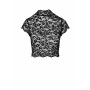 Топ Noir Handmade F303 Essence, XL, black, мереживний, короткий рукав, комір-стійка
