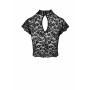 Топ Noir Handmade F303 Essence, XL, black, мереживний, короткий рукав, комір-стійка