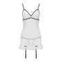 Сорочка прозора з пажами Passion ORIHIME CHEMISE L/XL, white, трусики, стрепи