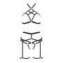 Комплект білизни Passion Exclusive MORGAN SET OpenBra L/XL, black, стрепи, трусики, ліф, пояс