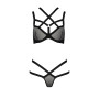 Комплект білизни Passion Exclusive HAGAR SET S/M, black, стрепи трусики та ліф