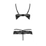 Комплект білизни Passion Exclusive SARIA SET OpenBra S/M, black, стрепи, відкритий ліф, стрінги