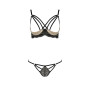 Комплект білизни Passion Exclusive VALERY SET OpenBra S/M, black, стрепи, трусики, відкритий ліф