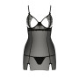Прозора сорочка приталена Passion QUENTRIS CHEMISE L/XL, black, трусики