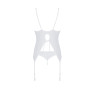 Корсет із пажами, трусики з ажурним декором та відкритим кроком Passion URSULA CORSET XXL/XXXL white