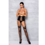 Пояс-корсет з екошкіри Passion CELINE SET S/M, black, шнурівка, знімні пажі для панчіх, стрінги