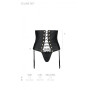 Пояс-корсет з екошкіри Passion CELINE SET XXL/XXXL, black шнурівка, знімні пажі для панчіх, стрінги