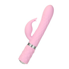 Розкішний кролик з ротацією та вібрацією Pillow Talk Lively Pink, кристал Сваровскі, потрійний відросток