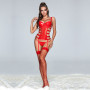 Корсет JSY "Вірджині" з мокрим ефектом One Size Red: ажурний декор, пажі, трусики, панчохи