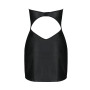 Мінісукня з екошкіри Passion CELINE CHEMISE 4XL/5XL, black, шнурівка, трусики в комплекті