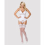 Сатиновий мереживний корсет Obsessive 810-COR-2 babydoll & thong L/XL, білий, корсет, танга