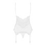 Сатиновий мереживний корсет Obsessive 810-COR-2 babydoll & thong L/XL, білий, корсет, танга