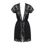Сатиновий відкритий пеньюар на поясі Obsessive 810-PEI–1 peignoir black S/M, чорний