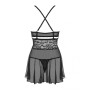 Еротичний мереживний комплект із сіточкою Obsessive 838-BAB-1 babydoll & thong black XXL, чорний, пе