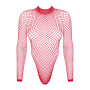 Сітчастий бодістокінг із довгим рукавом Obsessive B126 teddy red XL/XXL, червоний