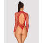 Сітчастий бодістокінг із довгим рукавом Obsessive B126 teddy red XL/XXL, червоний