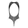 Ажурний бодістокінг із ефектом шнурівки Obsessive B129 teddy black XL/XXL, чорний, з доступом