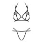Еротичний комплект зі стреп Obsessive Badossa 2-pcs set L/XL, чорний, з доступом, бюстгальтер, стрін