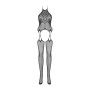 Бодістокінг Obsessive Bodystocking G316 S/M/L, квітковий декор, схрещені підв’язки