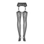 Панчохи-стокінги з рослинним малюнком Obsessive Garter stockings S206 black S/M/L чорні, імітація га