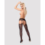 Сітчасті панчохи-стокінги з мереживним поясом Obsessive Garter stockings S307 XL/X, чорні, імітація