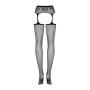 Сітчасті панчохи-стокінги з мереживним поясом Obsessive Garter stockings S307 XL/X, чорні, імітація