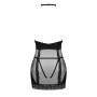 Напівпрозора сорочка з відкритими грудьми Obsessive Lacrisia chemise XL/2XL, чорна, з чокером