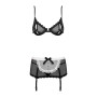 Еротичний костюм покоївки Obsessive Maidme set 5pcs S/M, бюстгальтер, пояс з фартухом, панчохи, стрі