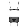 Еротичний костюм покоївки Obsessive Maidme set 5pcs S/M, бюстгальтер, пояс з фартухом, панчохи, стрі