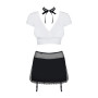 Еротичний костюм секретарки Obsessive Secretary suit 5pcs black S/M, чорно-білий, топ, спідниця, стр