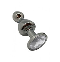 Металева анальна пробка Wooomy Lollypop Double Ball Metal Plug L, діаметр 3,5 см, довжина 10,5 см