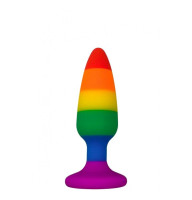 Силіконова анальна пробка Wooomy Hiperloo Silicone Rainbow Plug S, діаметр 2,4 см, довжина 9 см
