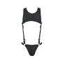 Чоловіче шкіряне боді Passion 056 ADAM S/M Black, заклепки